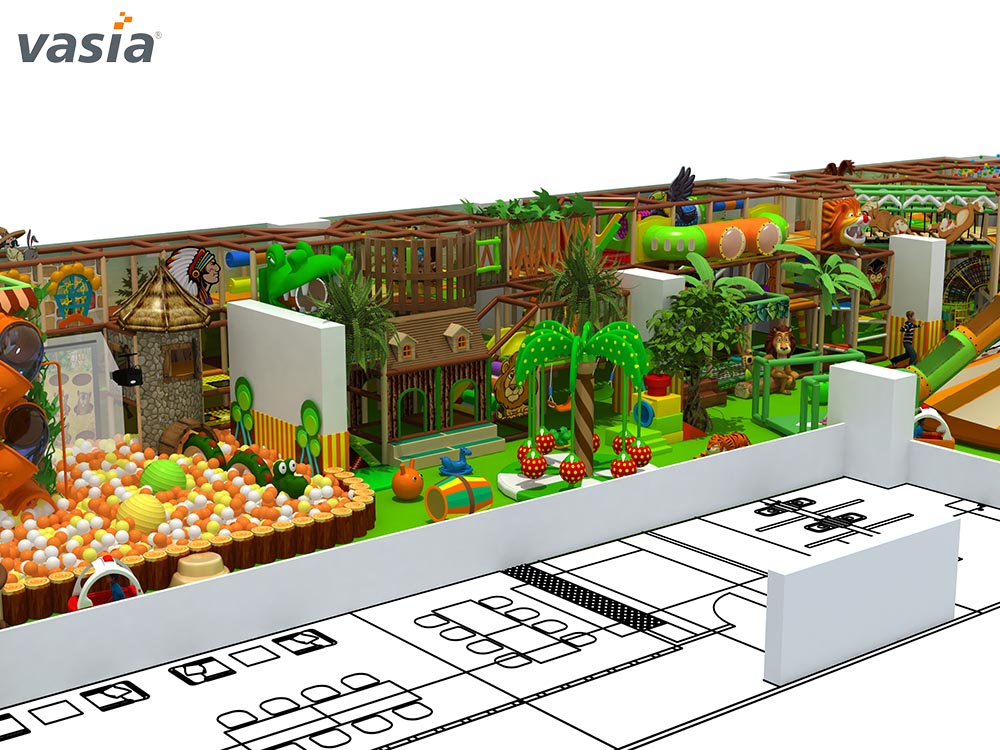 playground interno com tema de selva z0005