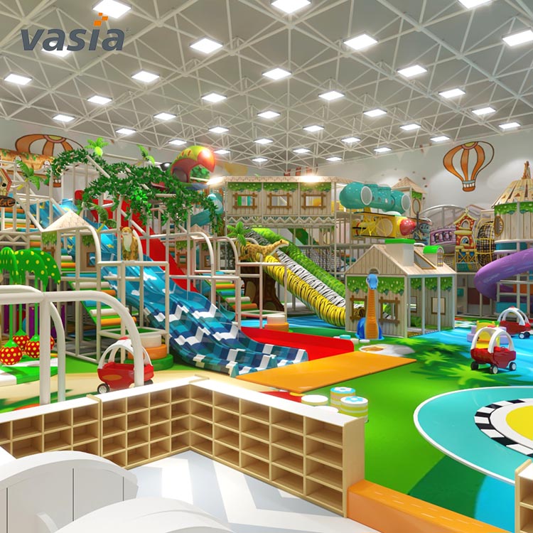 Venda quente tema de selva de playground interno com slide -vasia