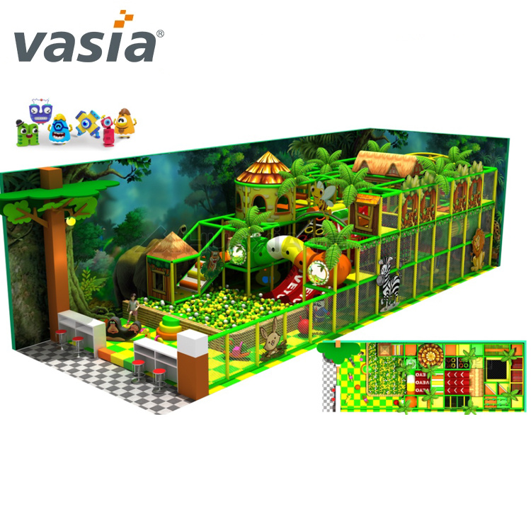 Parque infantil coberto com tema de floresta na selva - Vasia