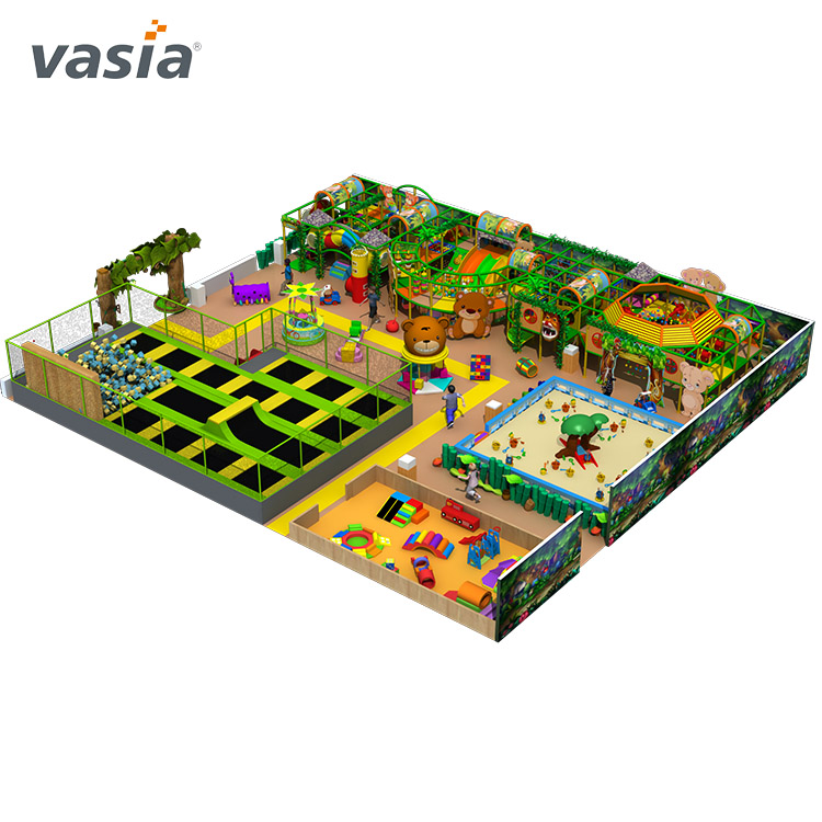 Equipamento de playground interno com tema de selva